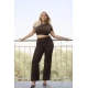 Jean παντελόνι ελαστικό wide leg λεοπάρ καφέ