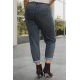Jean παντελόνι mom fit ελαστικό με λάστιχο πίσω μπλε