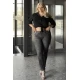 Jean παντελόνι ελαστικό slim fit  με strass μαύρο