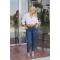 Jean παντελόνι ελαστικό slim fit  με strass μπλε