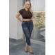 Jean παντελόνι ελαστικό mom fit με στρας 