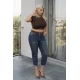 Jean παντελόνι ελαστικό mom fit με στρας 
