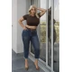 Jean παντελόνι ελαστικό mom fit με στρας 