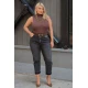 Jean παντελόνι ελαστικό mom fit εξωτερικά κουμπιά σκούρο γκρι
