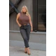 Jean παντελόνι ελαστικό mom fit εξωτερικά κουμπιά σκούρο γκρι
