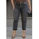Jean παντελόνι ελαστικό mom fit εξωτερικά κουμπιά σκούρο γκρι
