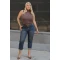 Jean παντελόνι ελαστικό mom fit εξωτερικά κουμπιά μπλε