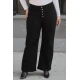 Jean παντελόνι ελαστικό wide leg με ραφή μπροστά και εξωτερικά κουμπιά μαύρο