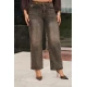 Jean παντελόνι ελαστικό wide leg dirty brown