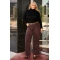 Jean παντελόνι wide leg ελαστικό καφέ