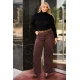 Jean παντελόνι wide leg ελαστικό καφέ