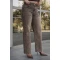 Jean παντελόνι wide leg ελαστικό με στράς στο πλάι καφέ