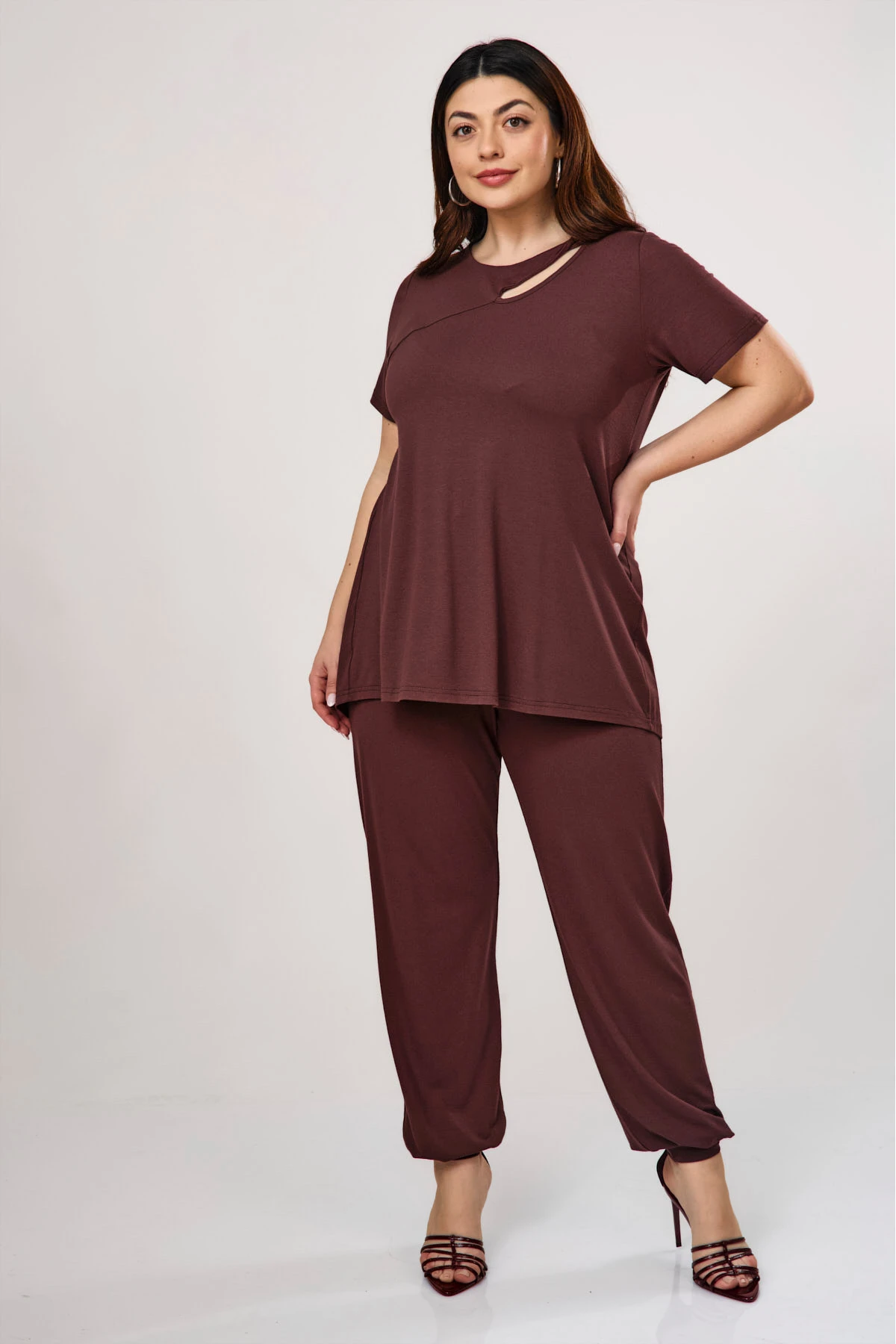 Σαλβάρι viscose καφέ
