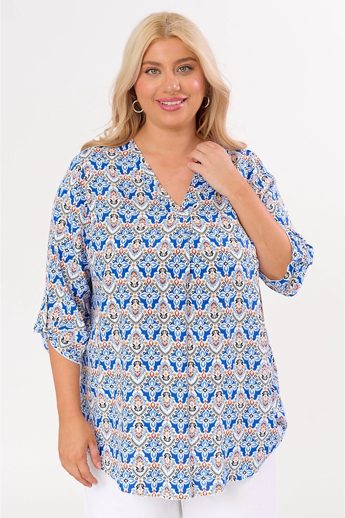 Πουκαμίσα V viscose εμπριμέ ρουά Πουκαμίσα V viscose εμπριμέ ρουά