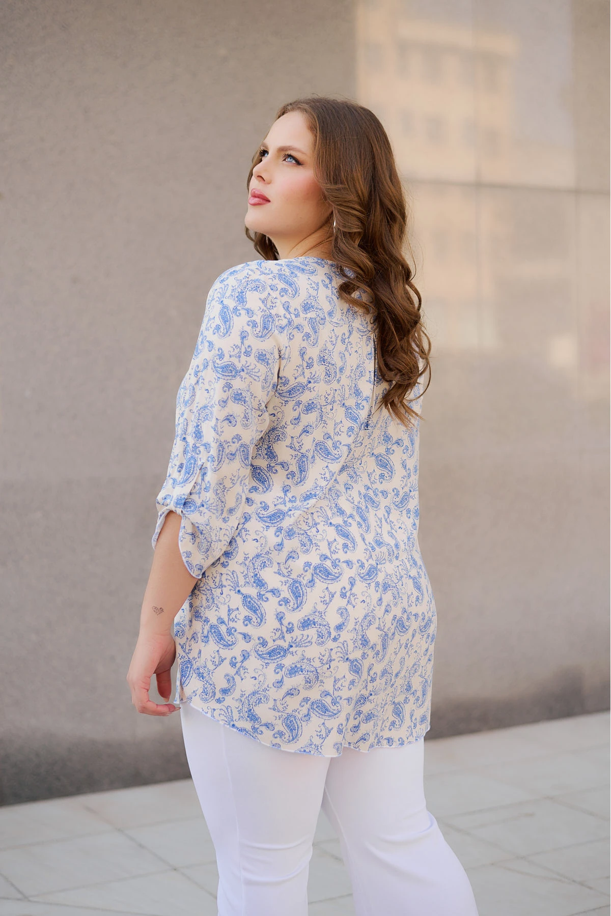 Πουκαμίσα V viscose λαχούρ γαλάζια Πουκαμίσα V viscose λαχούρ γαλάζια