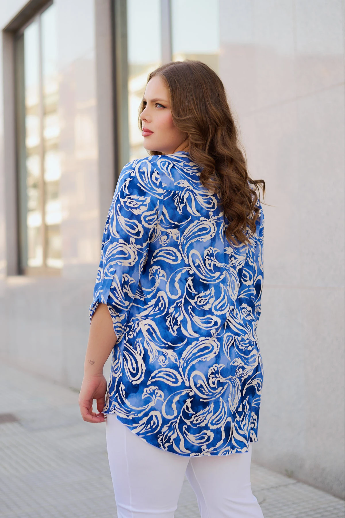 Πουκαμίσα V viscose λαχούρ μπλε Πουκαμίσα V viscose λαχούρ μπλε