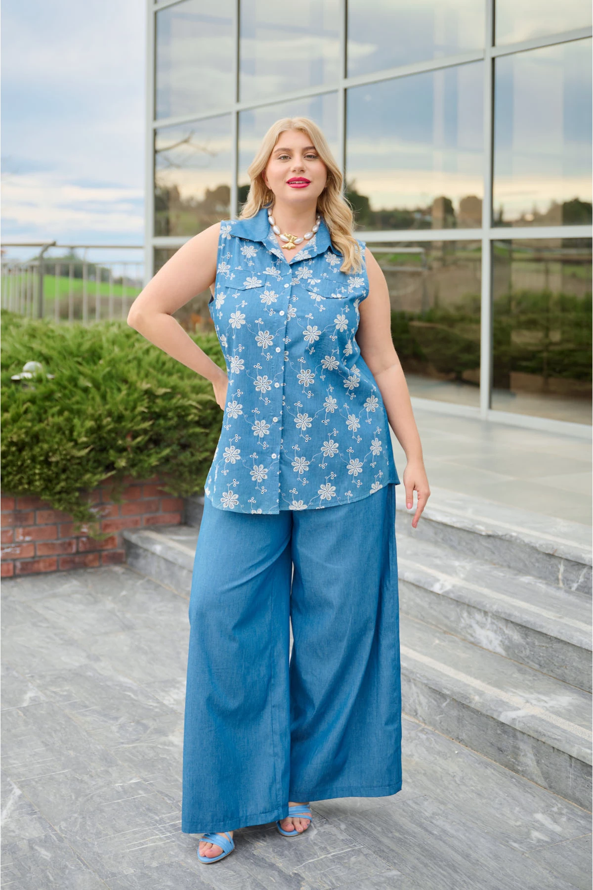 Πουκάμισο αμάνικο τζιν μαργαρίτα