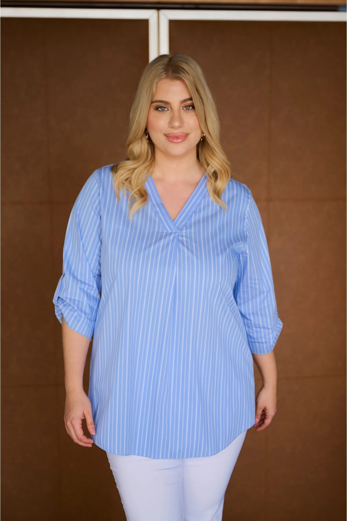 Πουκαμίσα ριγέ V γαλάζια