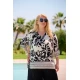 Πουκαμίσα V resort rayon ραπόρτο φλοράλ ασπρόμαυρη