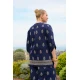 Πουκαμίσα resort rayon V με χρυσό κέντημα μπλε
