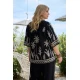 Πουκαμίσα resort rayon V με χρυσό κέντημα φοίνικα μαύρη