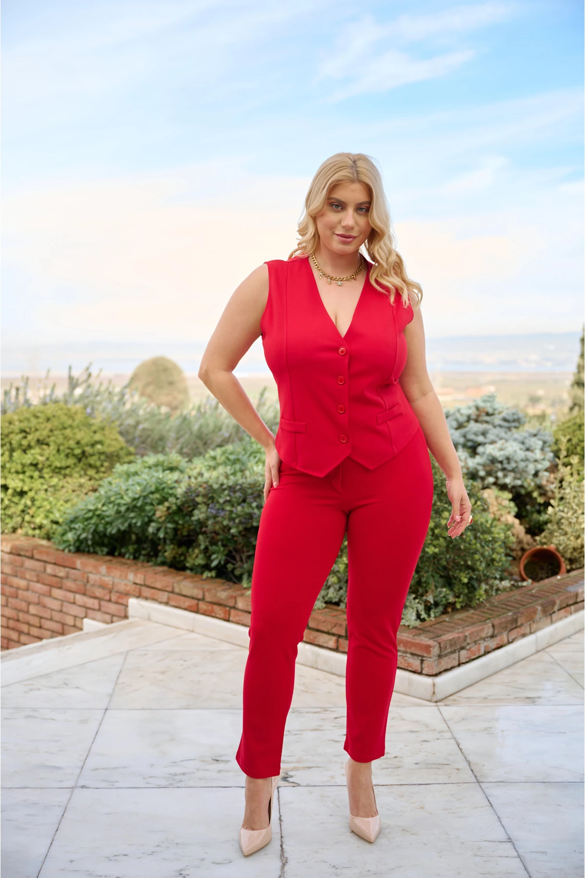 Γιλέκο κρεπ κόκκινο