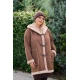 Παλτό με τρία κουμπιά σουέτ καφέ