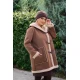 Παλτό με τρία κουμπιά σουέτ καφέ