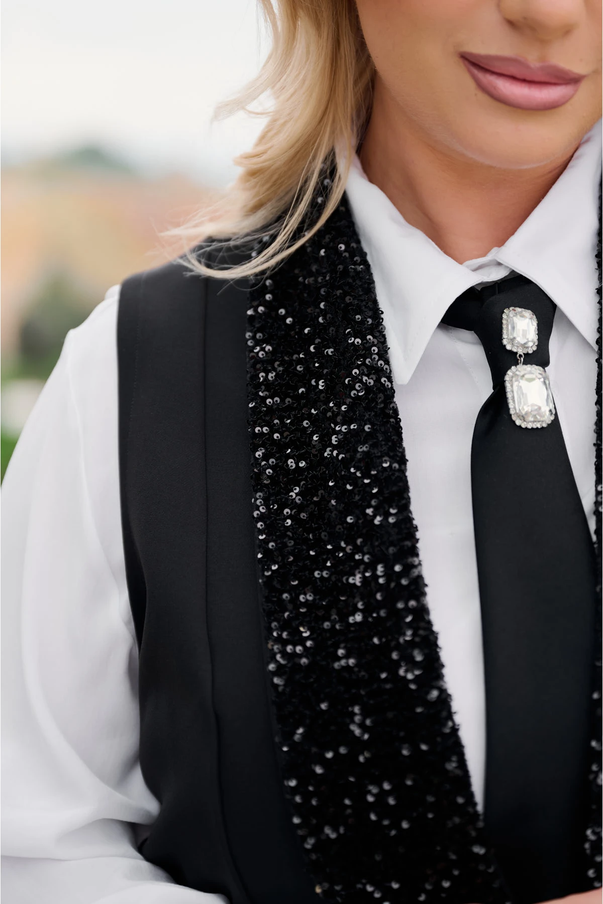 Γιλέκο ανορθωτικό παγιέτα πέτο μαύρο