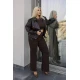 Τζάκετ δερματίνη perfecto bomber με ζωνάκι στη μέση καφέ