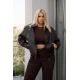 Τζάκετ δερματίνη perfecto bomber με ζωνάκι στη μέση καφέ
