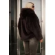 Γούνα με κουκούλα και τσέπες καφέ
