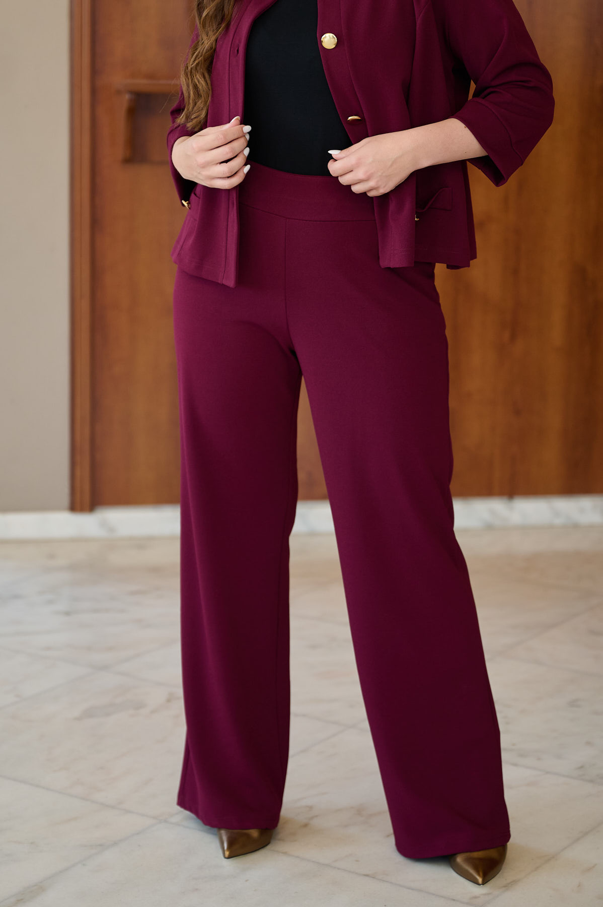 Παντελόνα κρεπ μπορντό σκούρο